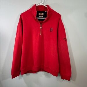 Callaway Men Large Red 1/4 Zip-Up Fleece Sweater